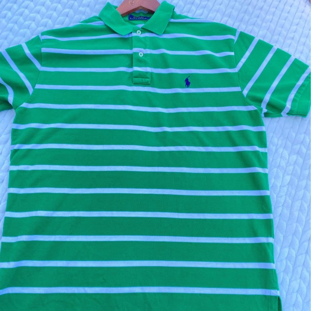 Polo by Ralph Lauren Vibrant Green and White Striped Shirt
